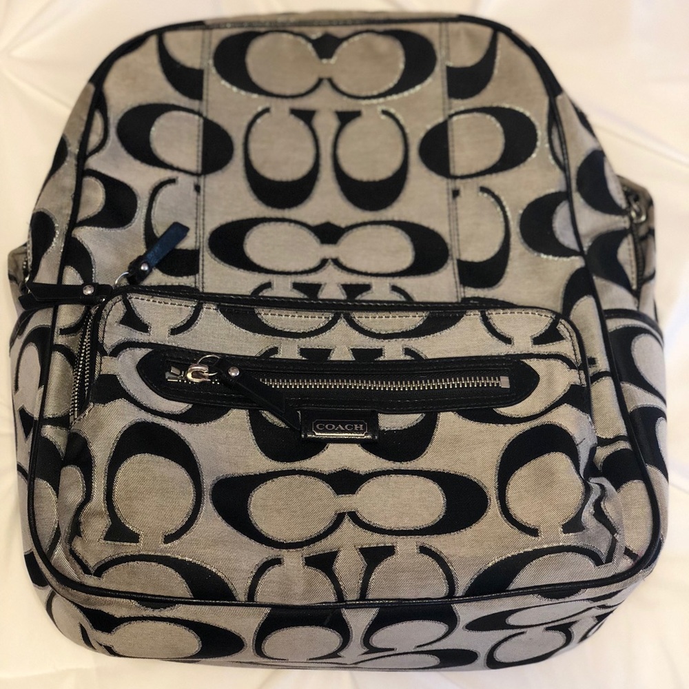 Black Coach Logo Backpack